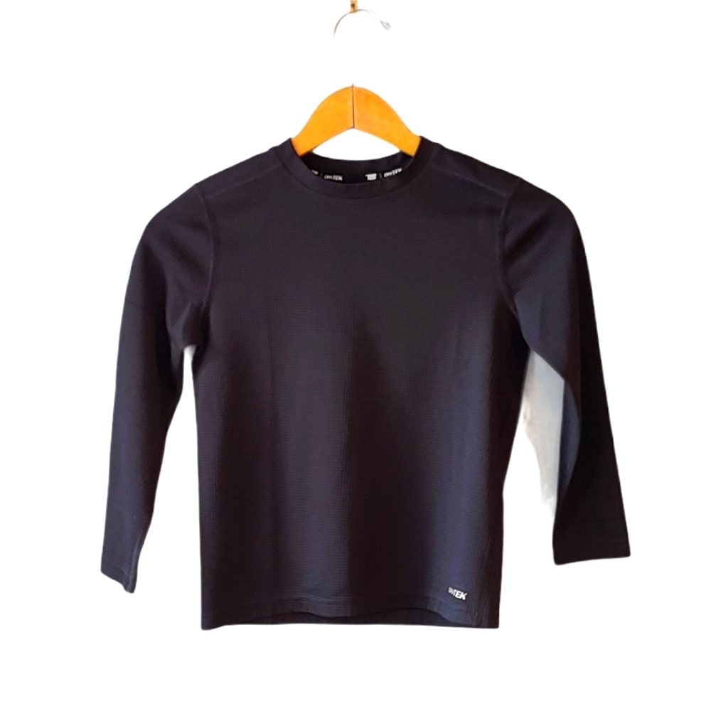 Tek Gear Small Waffle Print Long Sleeve Shirt Black Size Small
